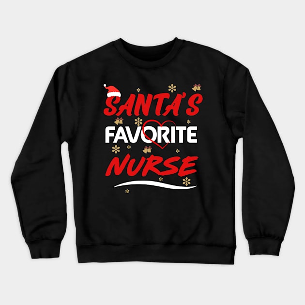 Funny Santa's Favorite Nurse Christmas Crewneck Sweatshirt by Flipodesigner